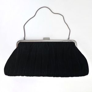 Vintage Avon Black Velvet Clutch on Silver Chain